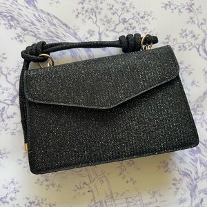 Elegant Black Glitter Women's Handbag